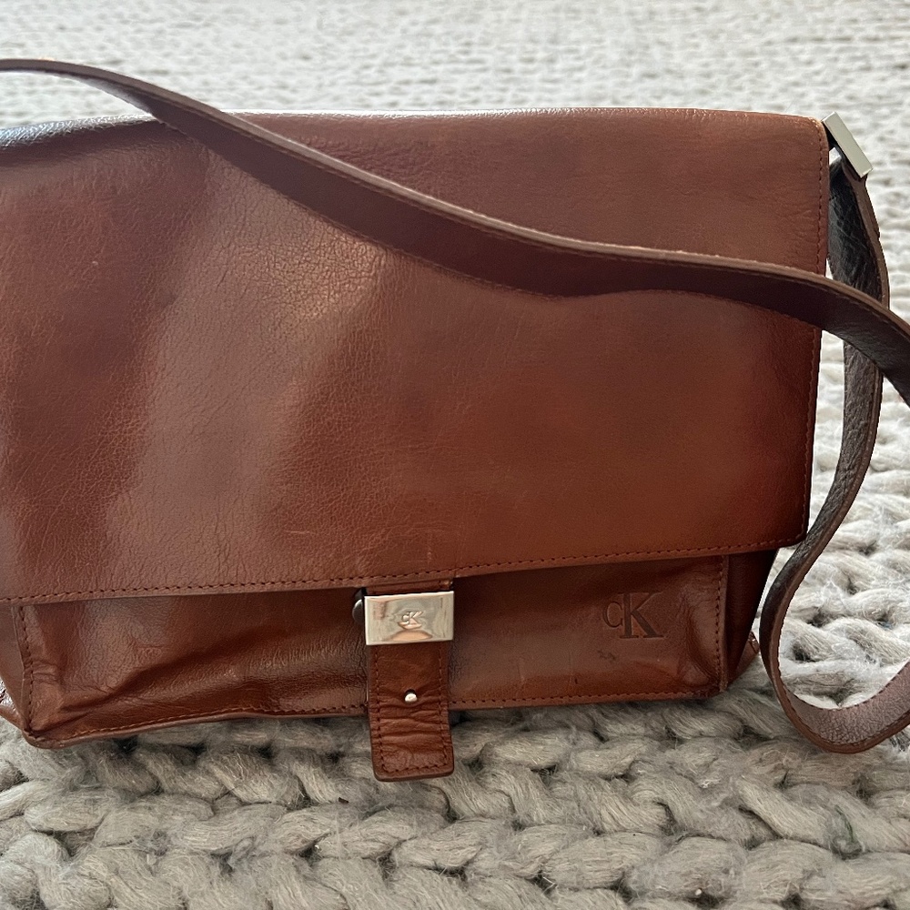 Vintage Calvin Klein brown leather handbag